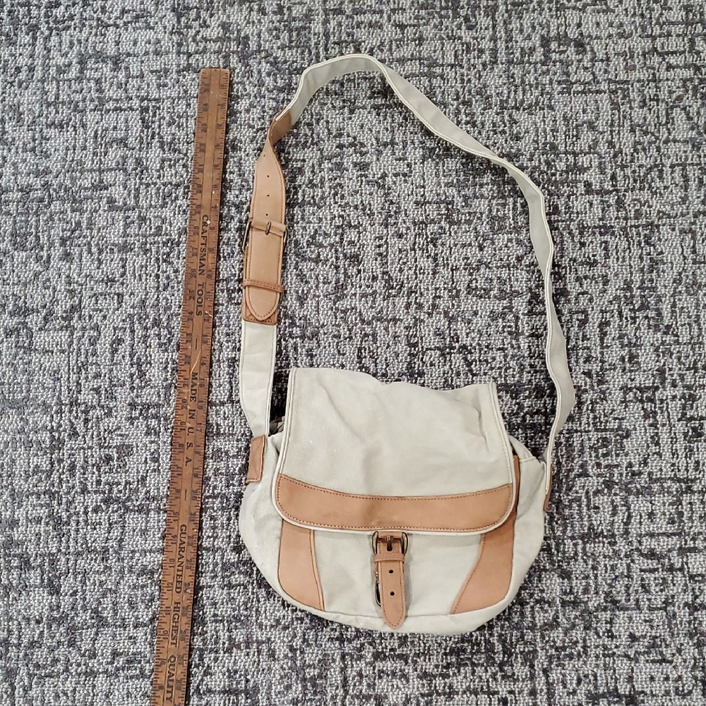 L.L. Bean Tan Crossbody Bag with Leather Accents